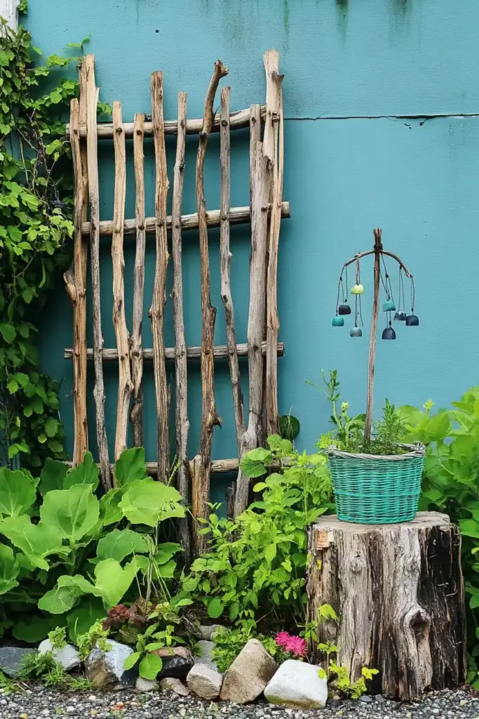 10. Branches and Zip Tie Cucumber Trellis
