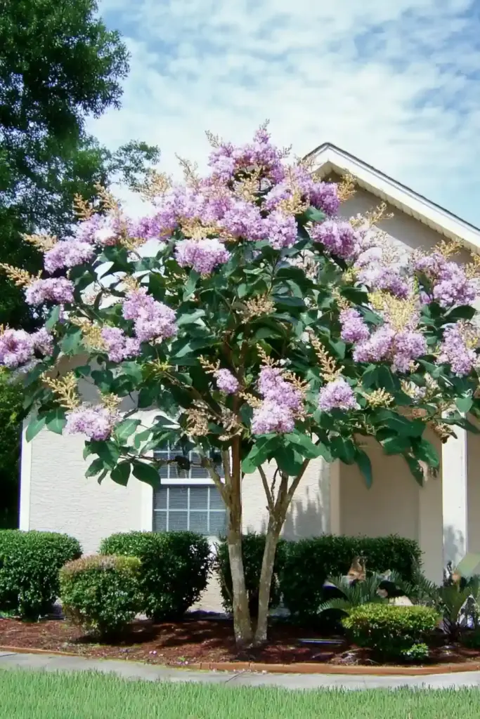 🌿 3. Crape Myrtle – Summer Blooms That Just Won’t Quit
