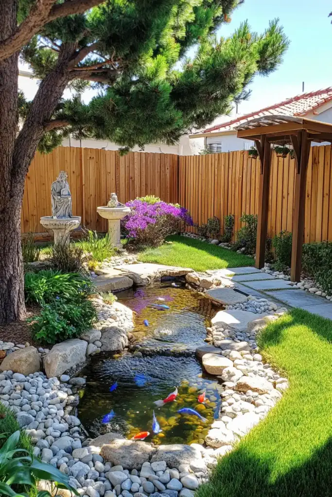 12. A Front Yard Pond for Serenity and Beauty