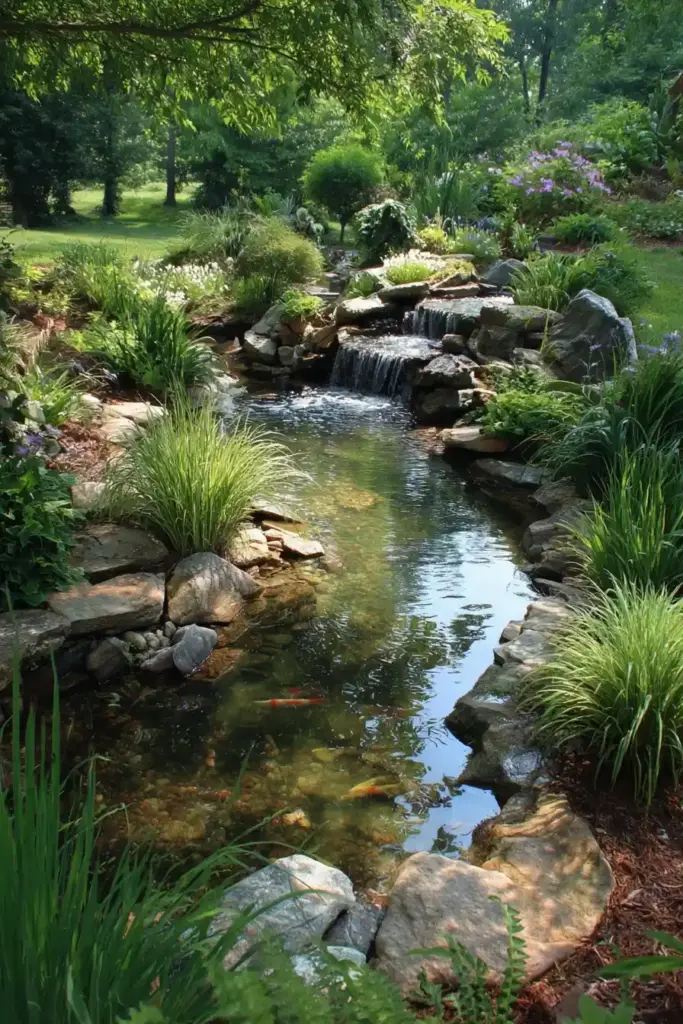 A Front Yard Pond for Serenity and Beauty