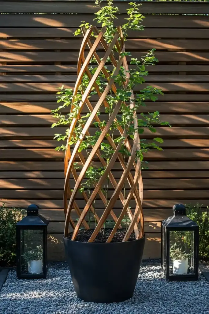14. DIY Container Cucumber Trellis