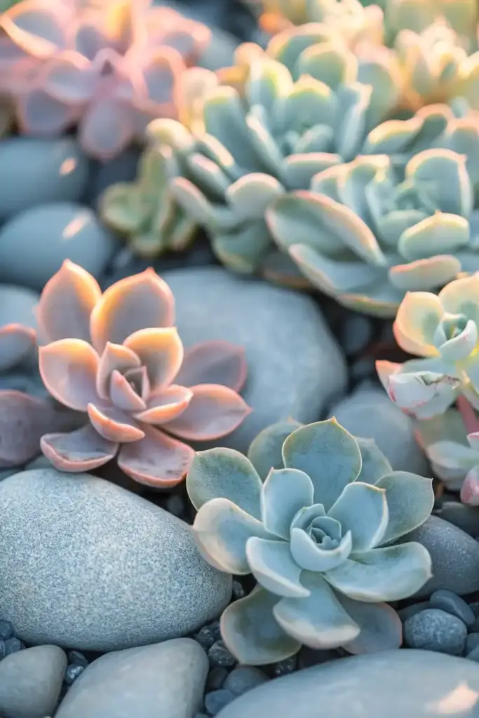 Succulent and Stone Compositions