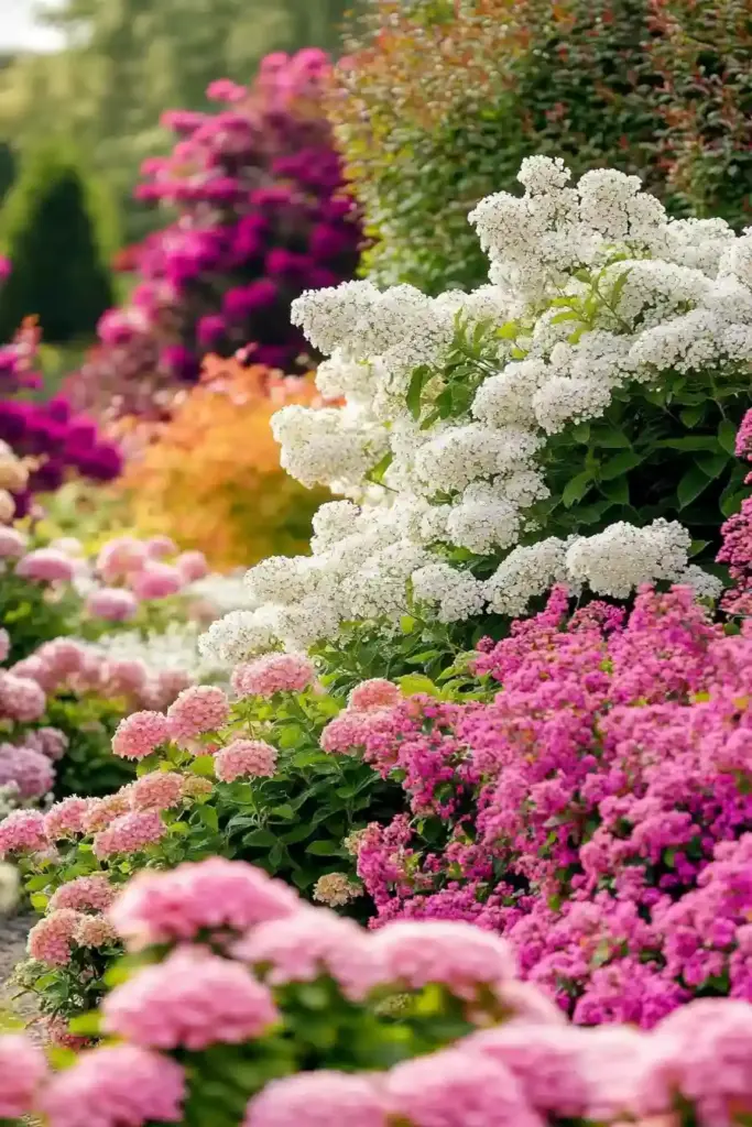 🌸 21. Spirea – Colorful Blooms and Low-Maintenance Privacy