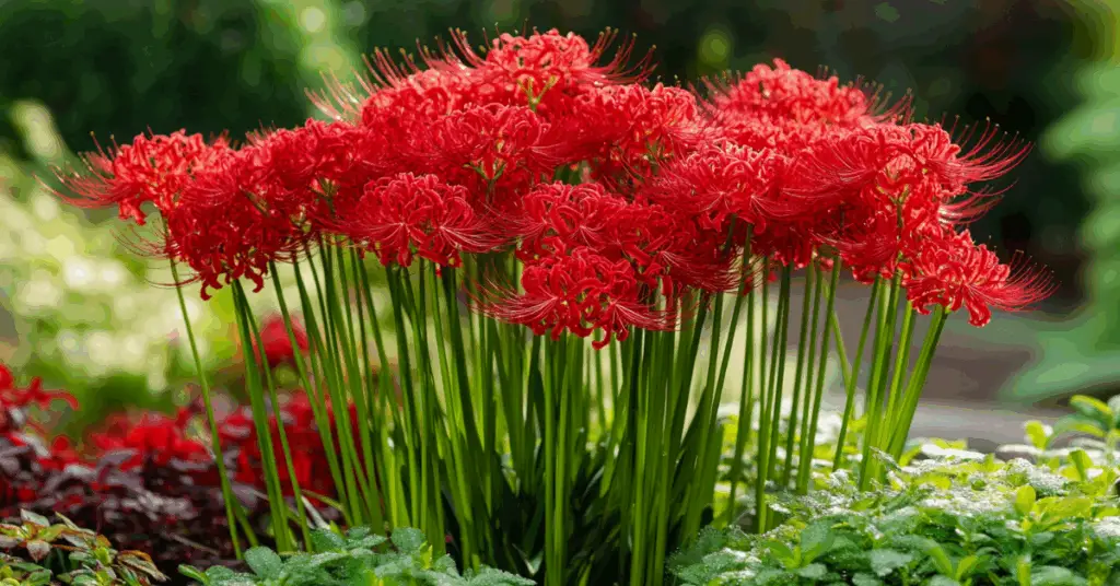 a group of red flowers