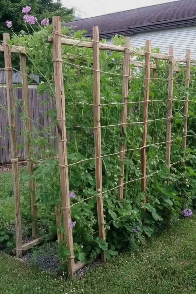 6. Post and Twine DIY Trellis