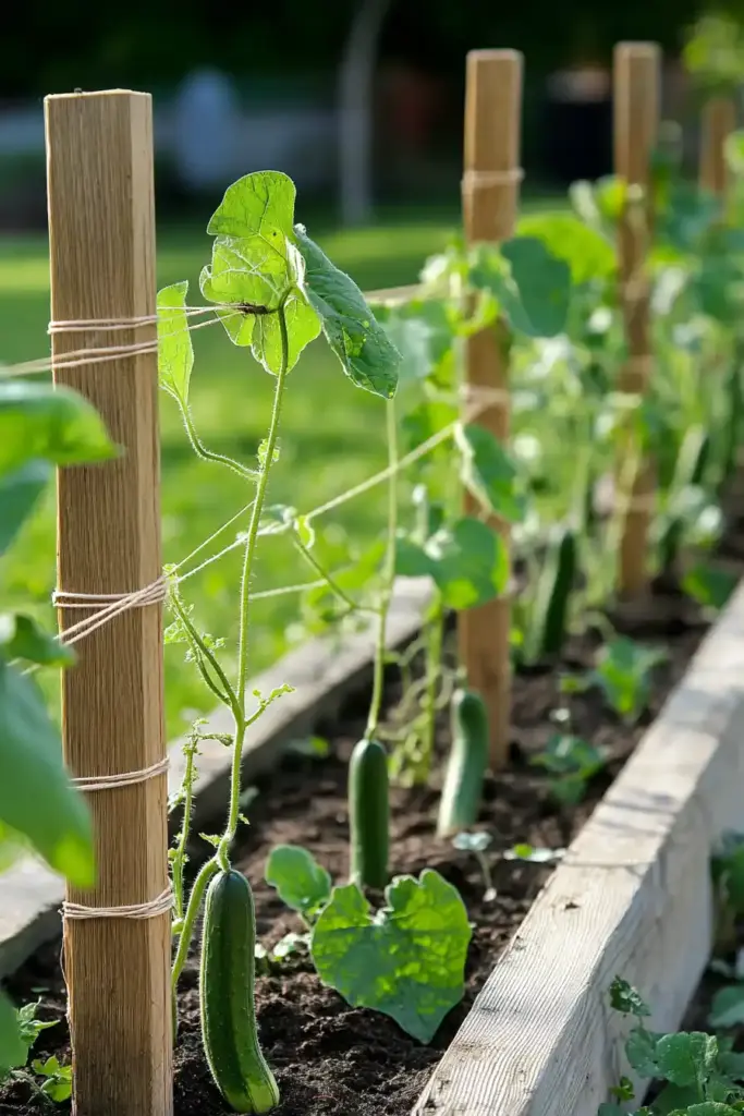 7. Easy String Garden Cucumber Trellis