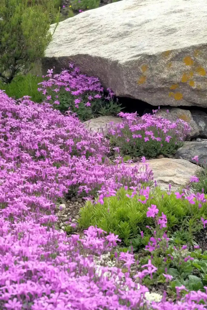 🌸 1. Creeping Phlox – A Colorful Blanket for Sunny Spots