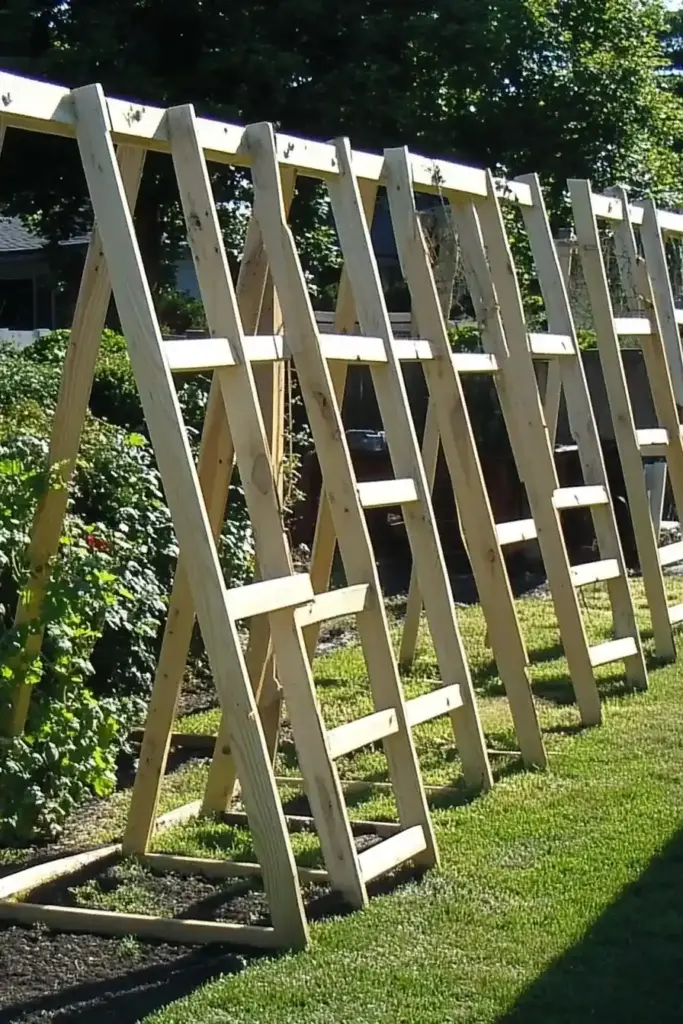 9. Wood Panel Garden Trellis