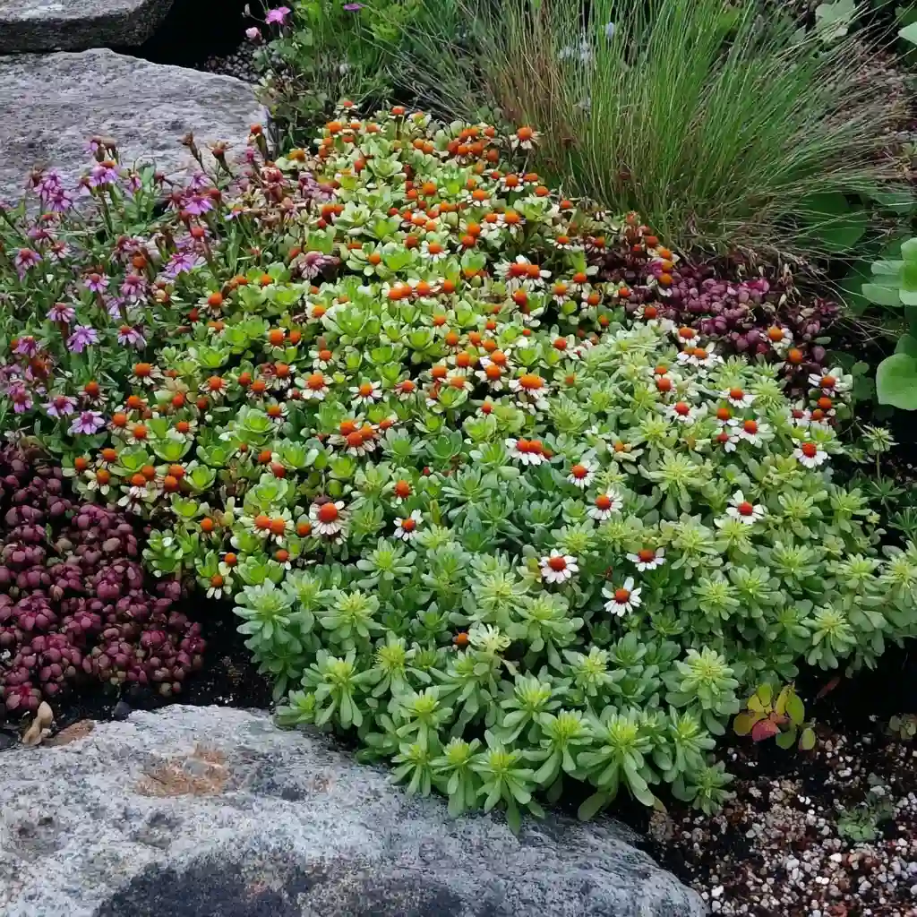Illustrated month-by-month perennial garden maintenance calendar, colorful seasonal icons (e.g., snowflake, flower, rake), clear layout, informative visual infographic, gardening style, labeled for months