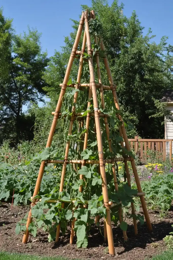 4. Wood Pyramid Cucumber Trellis