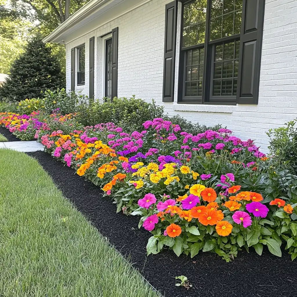 🌼 1. Perennial Border Flower Bed
