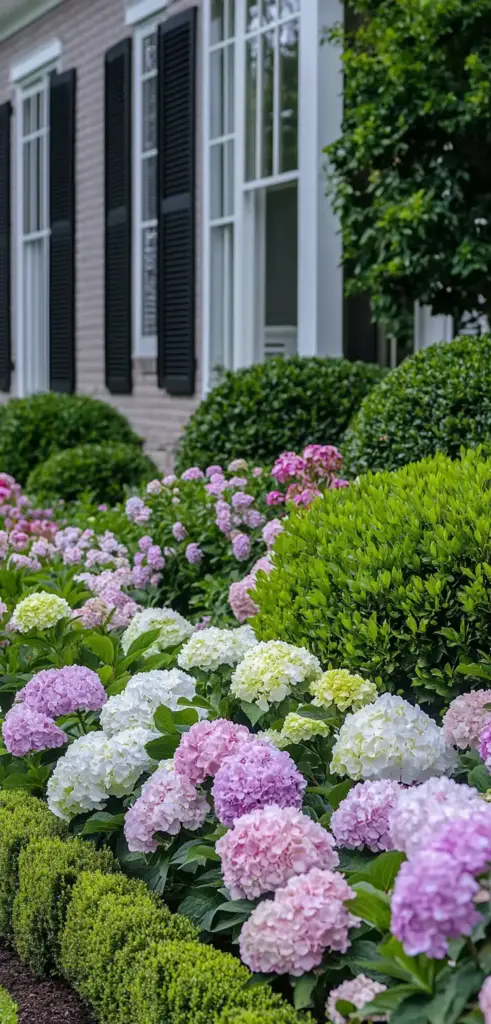 1. Symmetrical Flower Beds to Frame the Entryway