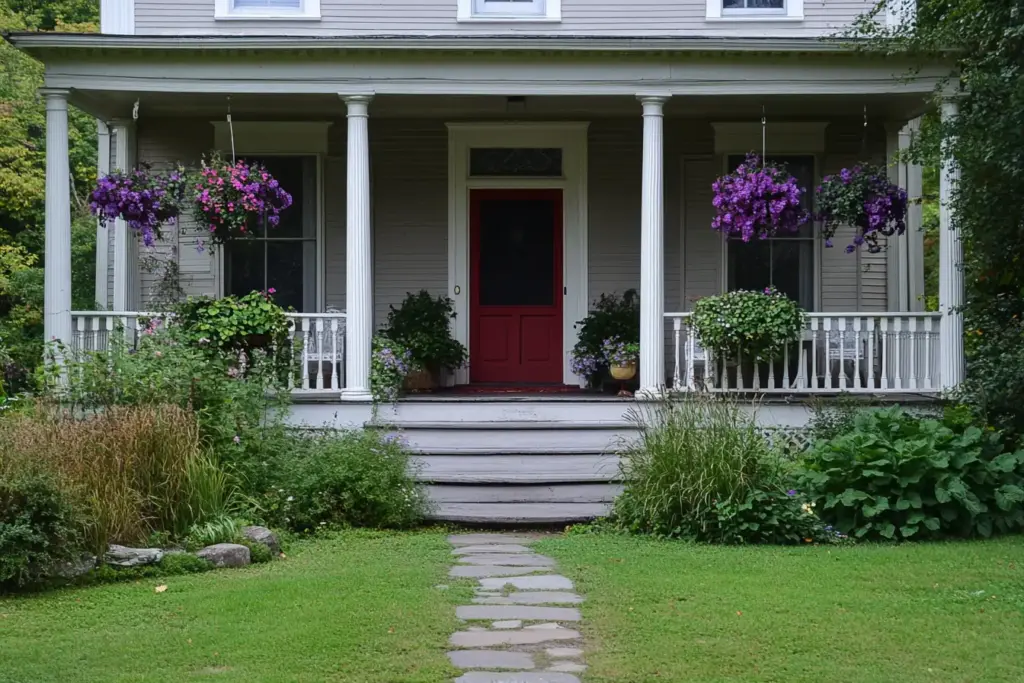 1. Add Hanging Baskets – The Fastest Way to Liven Up a Porch