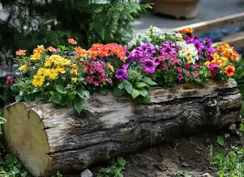 Log Flower Bed