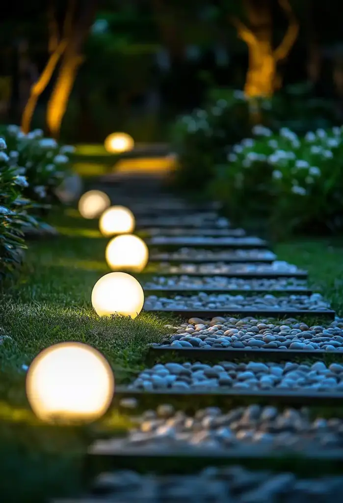 🌌 11. Glow-in-the-Dark Pebble Pathways