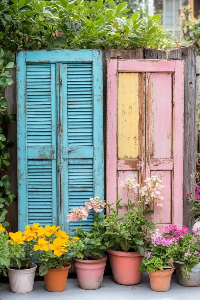 11. Hang Vintage Window Shutters for Unique Charm