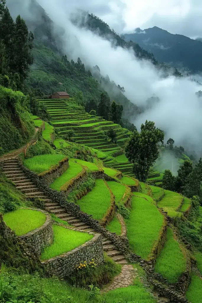 12. Embrace Terracing with Natural Materials