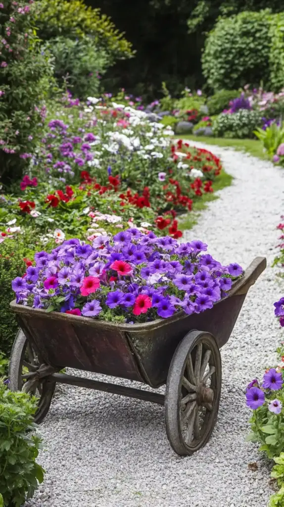 13. Cottage Garden with a Vintage Wheelbarrow