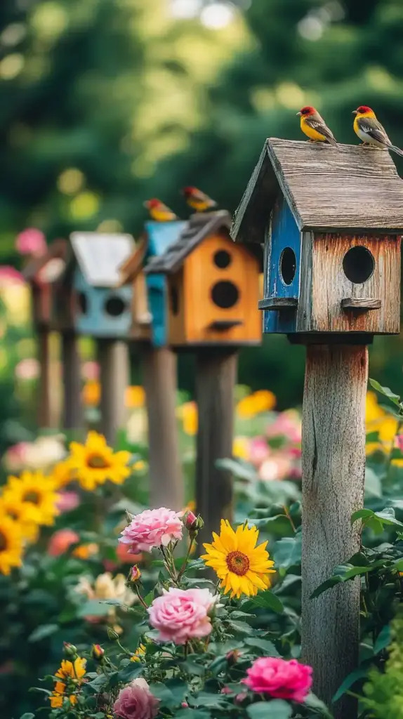 14. Cottage Garden with a Birdhouse Collection