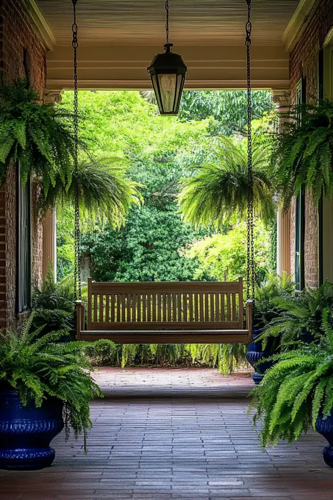 Frame the Space with a Porch Swing and Greenery