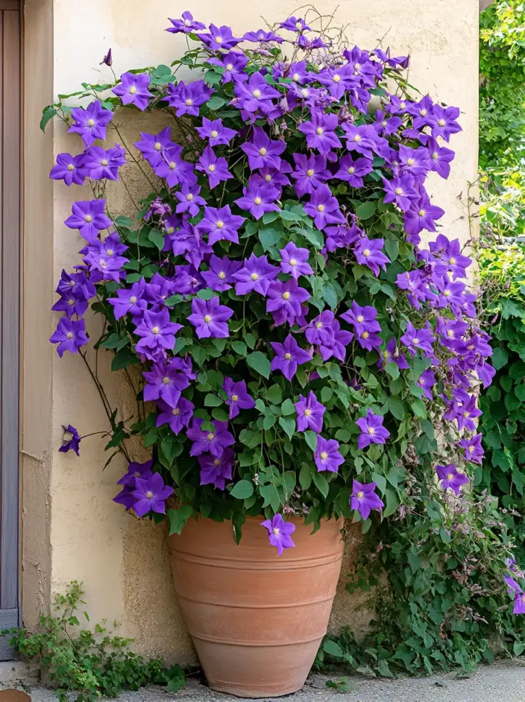 a potted plant with purple flowers