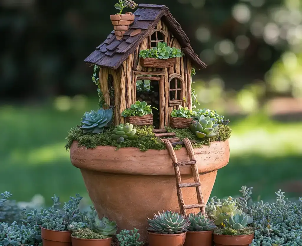 Fairy Treehouse in a Clay Pot