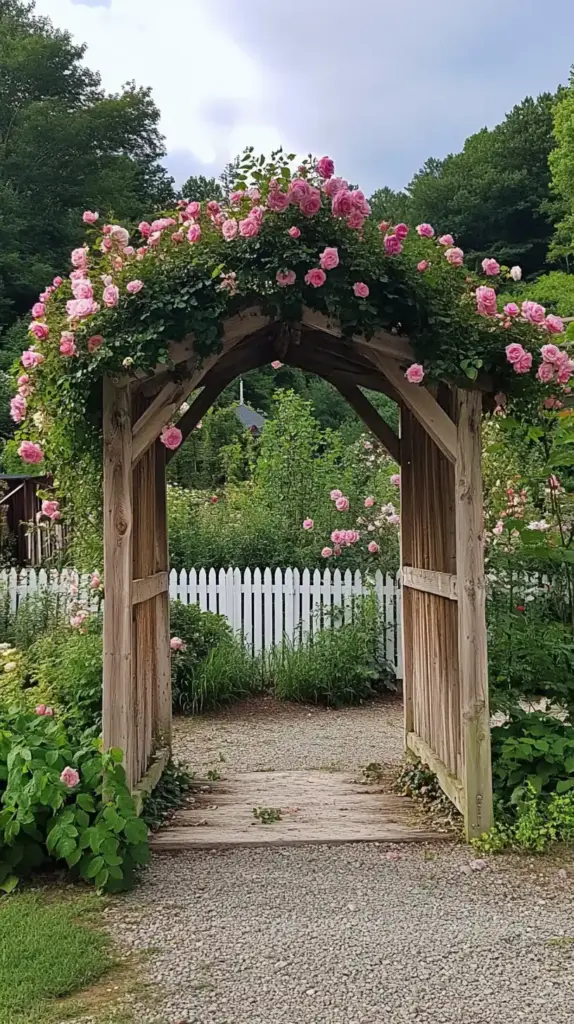 21. Cottage Garden with a Rustic Trellis