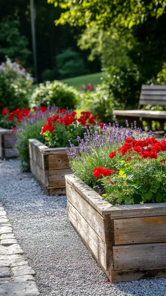 23. Cottage Garden with a Rustic Planter Box