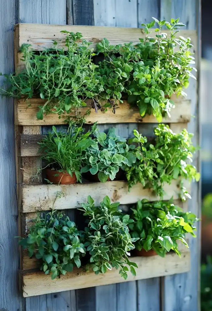 🌱 24. Vertical Pallet Herb Gardens