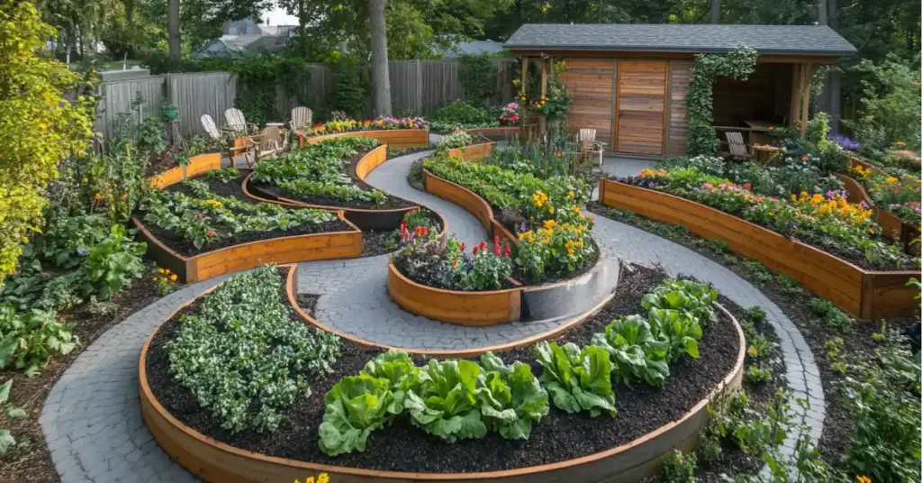 3. Whimsical Spiral Garden for Tight Spaces