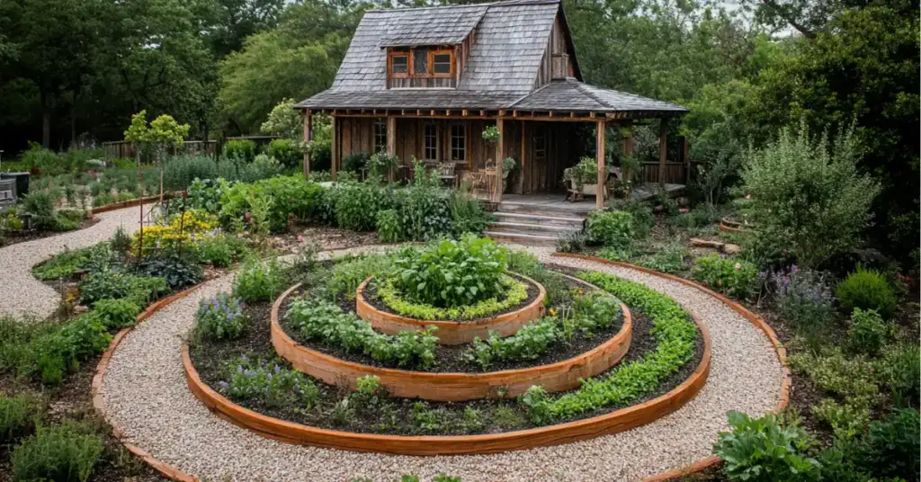 4. Cottage Garden Vibes with a Stone Backdrop