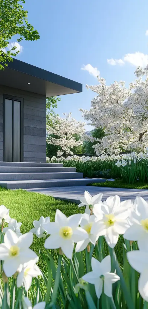4. Minimalist Monochrome Flower Bed