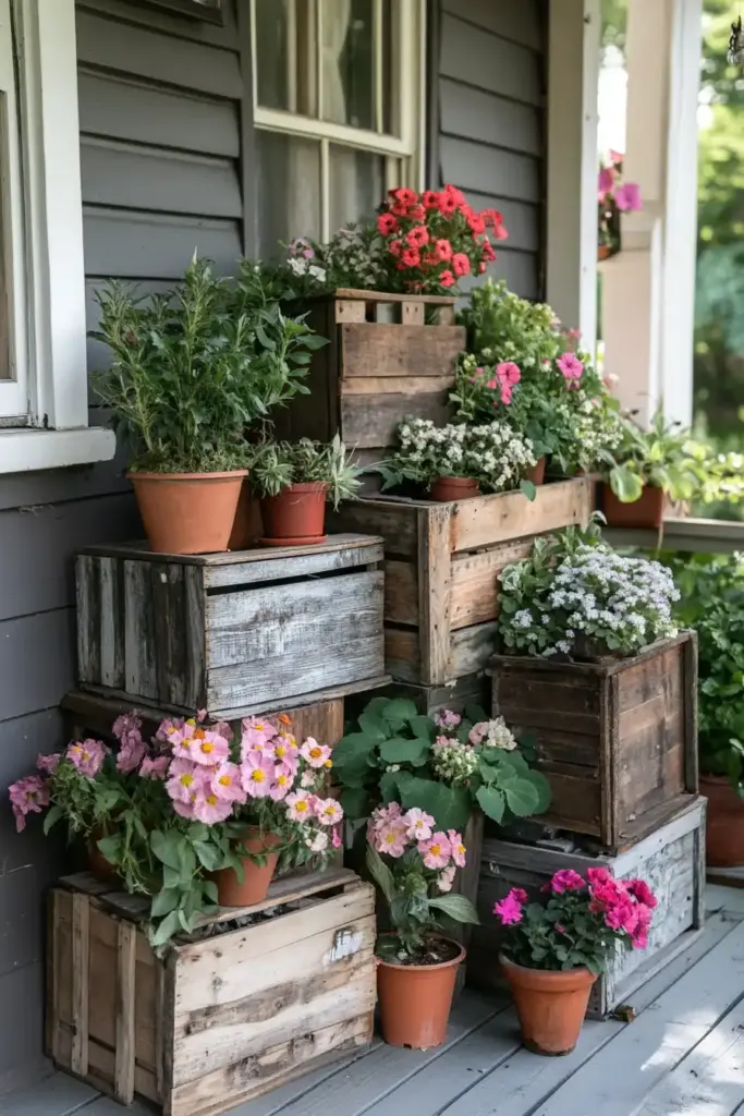 Use Rustic Wooden Crates for a Farmhouse Touch