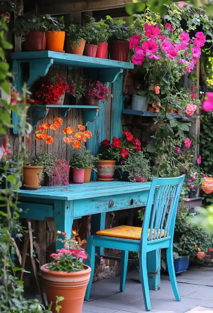 ♻️ 6. Upcycled Garden Art