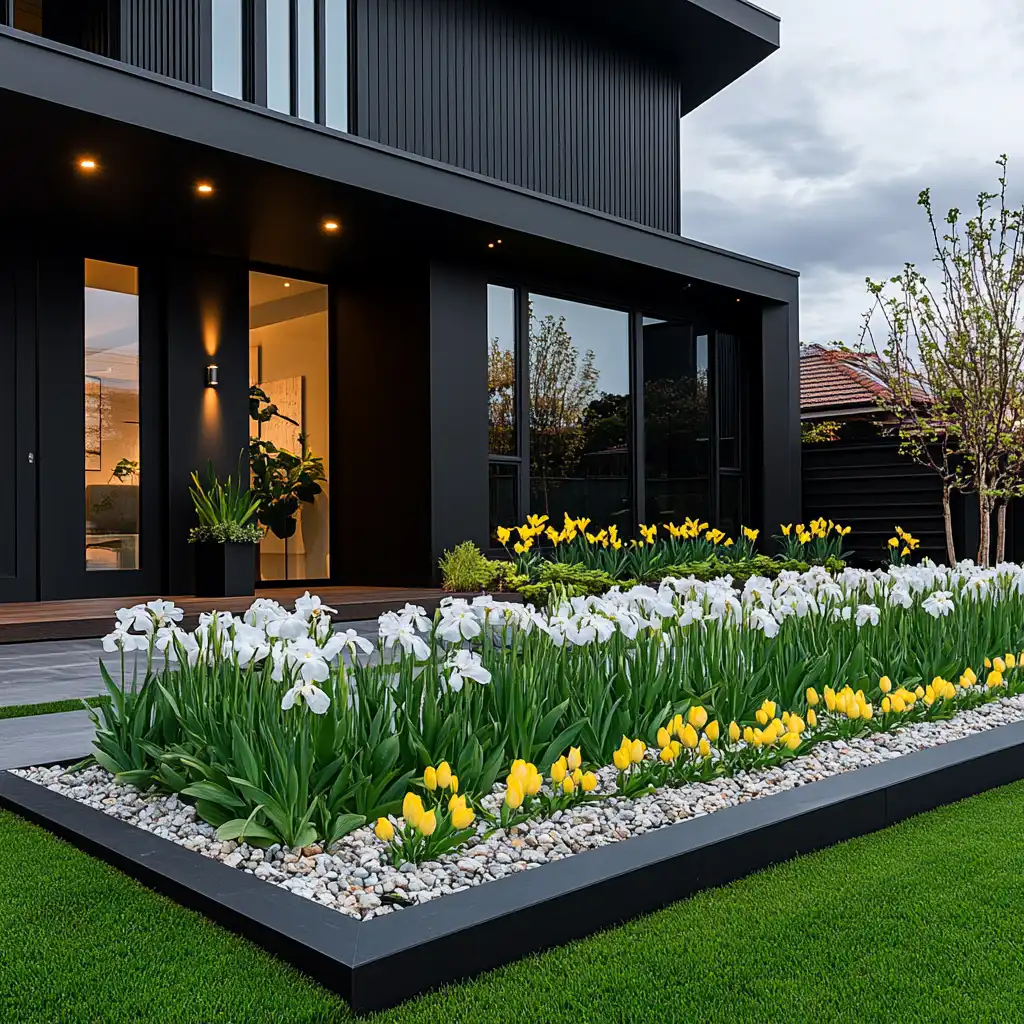 🖤 7. Modern Minimalist Flower Bed

