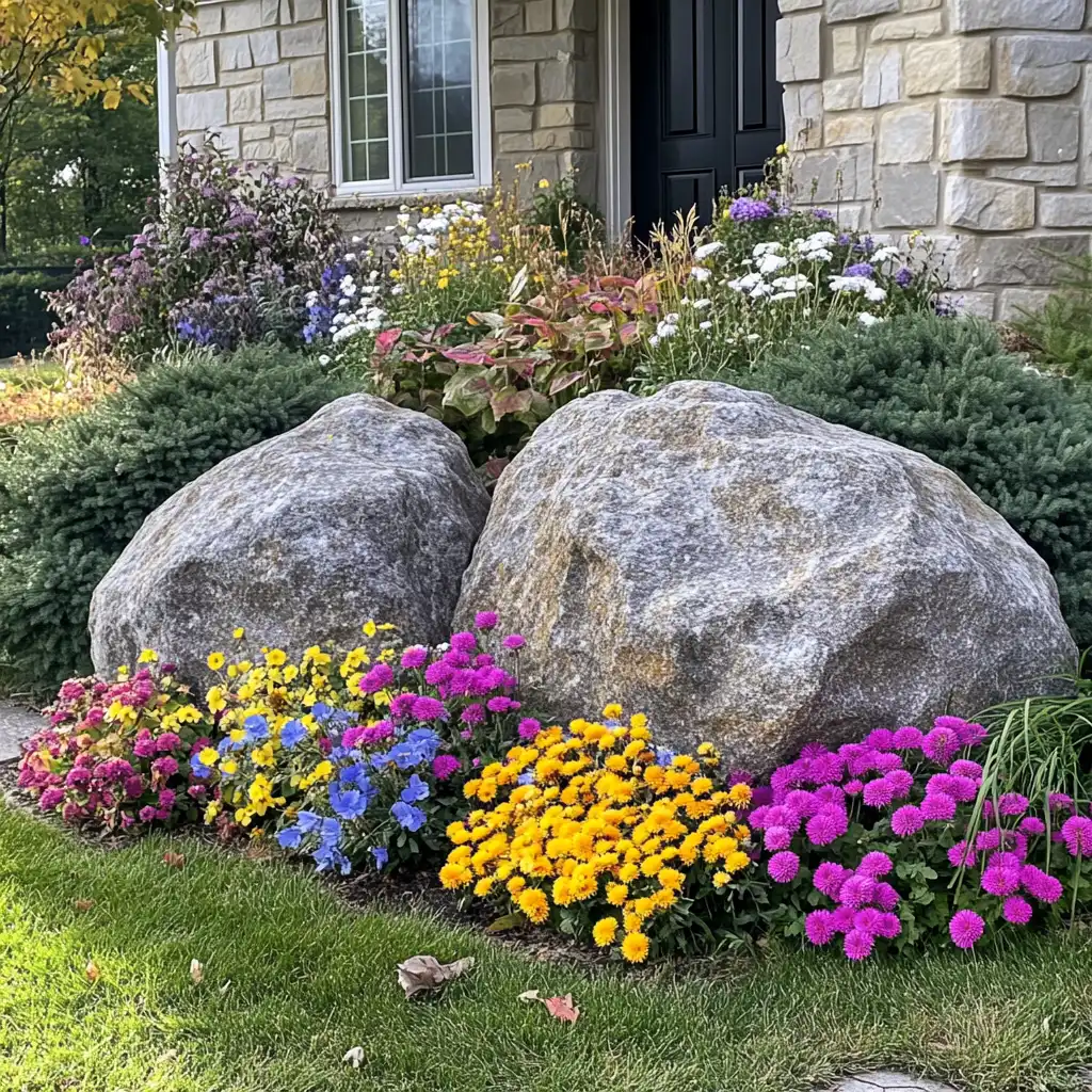 🪨 8. Rock Garden Flower Bed