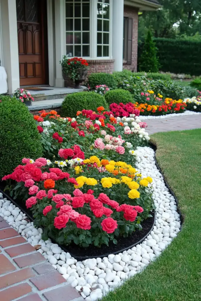River Rock Flower Bed