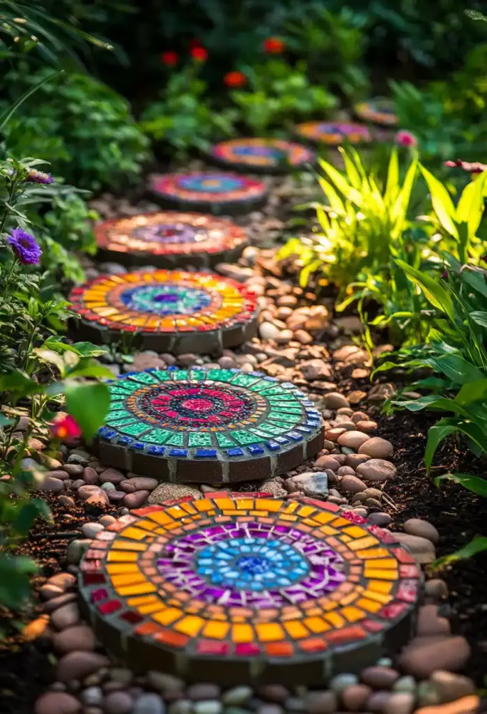 🎨 9. Mosaic Stepping Stones