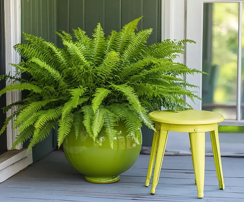 ferns in pots outdoors