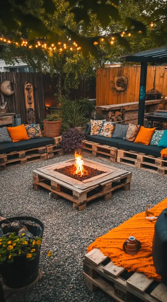 DIY Fire Pit with Pallet Seating