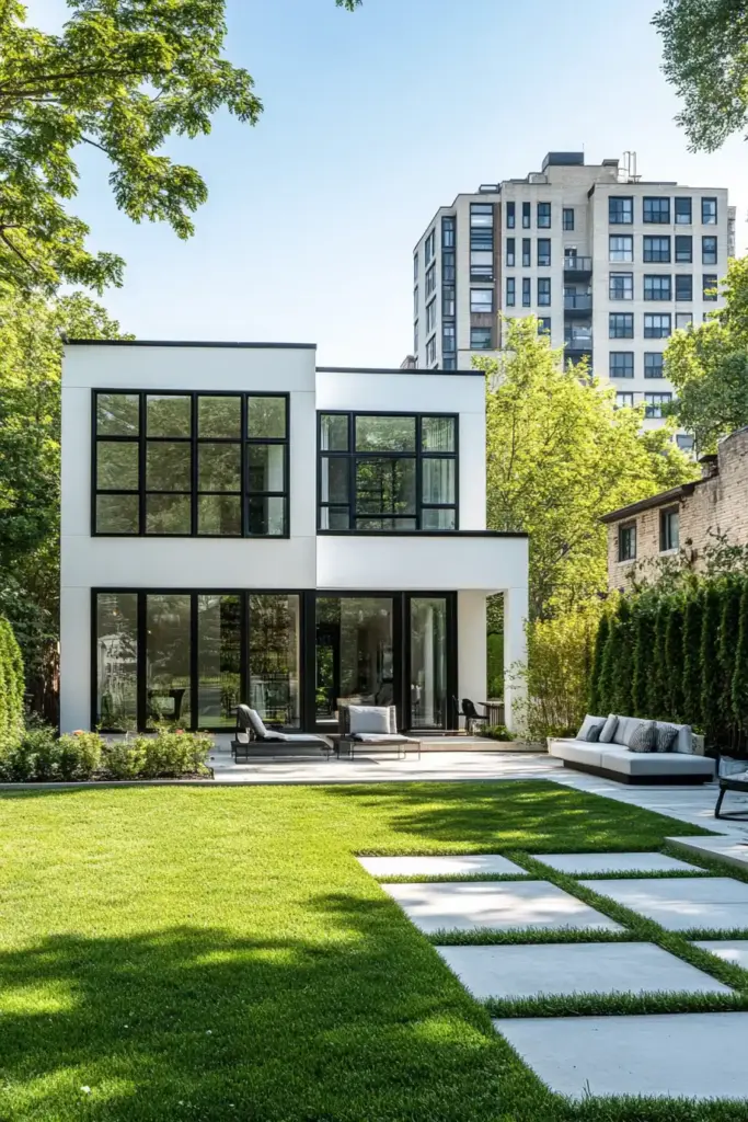 Modern Front Yard Landscaping with Clean Lines and Minimal Ornamentation
