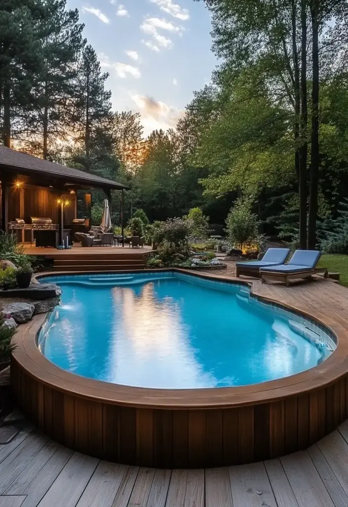 Rustic Wooden Deck Pool