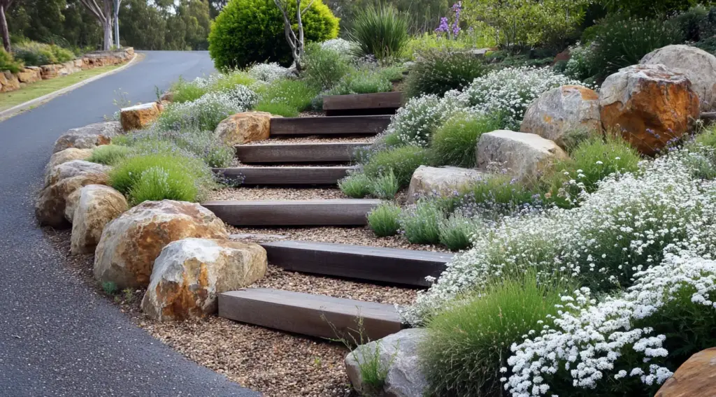 Terraced Pathway with Rustic Elegance