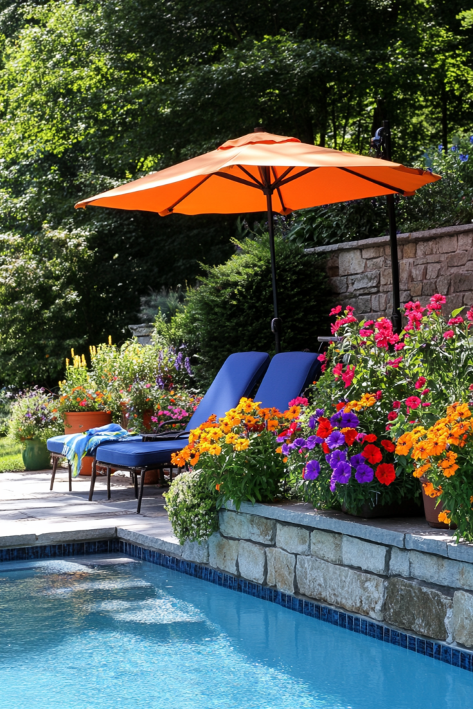 Colorful Planters and Umbrellas