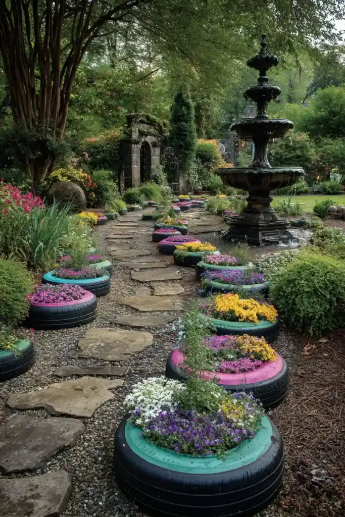 Tiered Floral Tire Arrangements