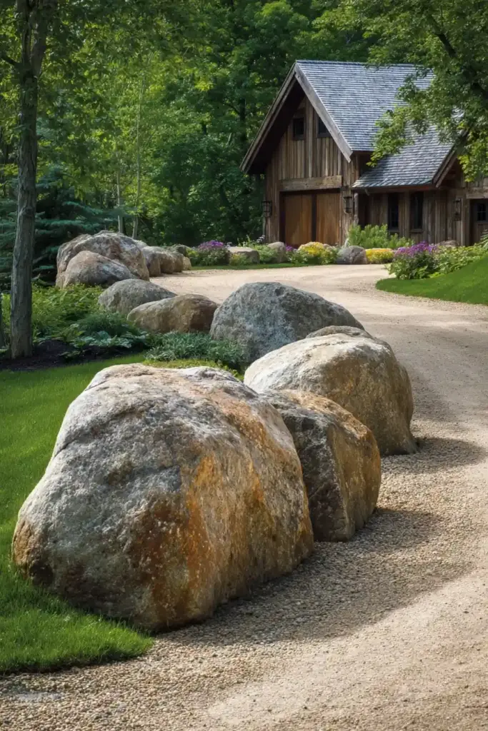 Boulder Lined Driveway