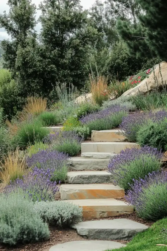 Multi-Level Grass & Lavender Beds