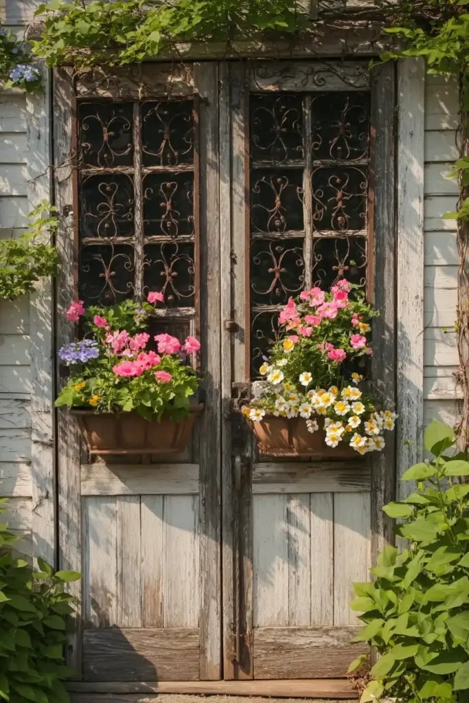 Repurposed Window Gate with Floral Accents