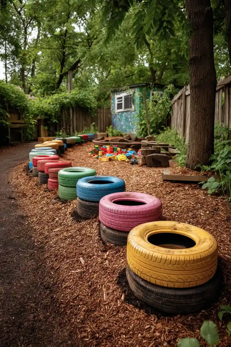 Tire Border for Small Kid Play Place