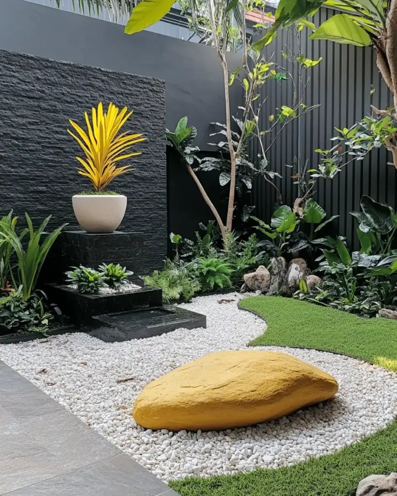 Contemporary Zen Garden with Potted Focal Point